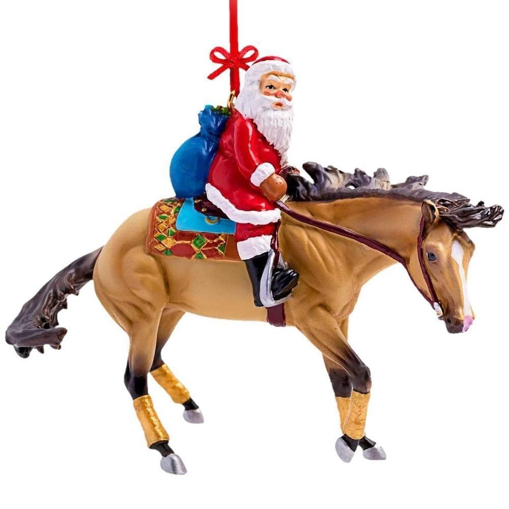 Santa Horse Christmas Hanging Pendant Acrylic 2D Flat Car Horse Pendant New Year Gift Bag Charms Christmas Tree Ornament