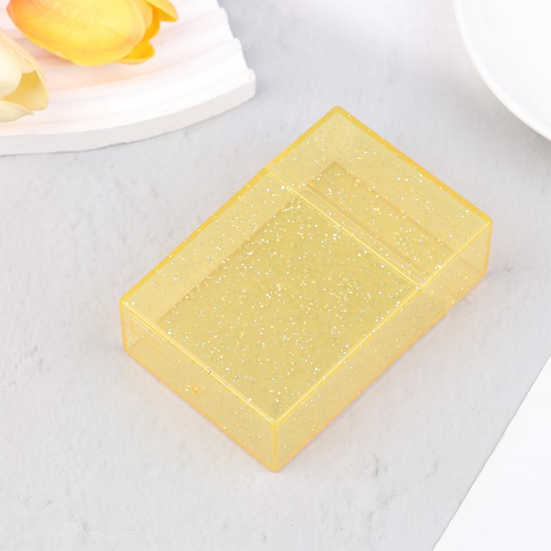 Clear Glitter Small Storage Box Kpop Photo Mini Card Holder Flip Lid Photo Case Small Stationery Card Holder Organizer