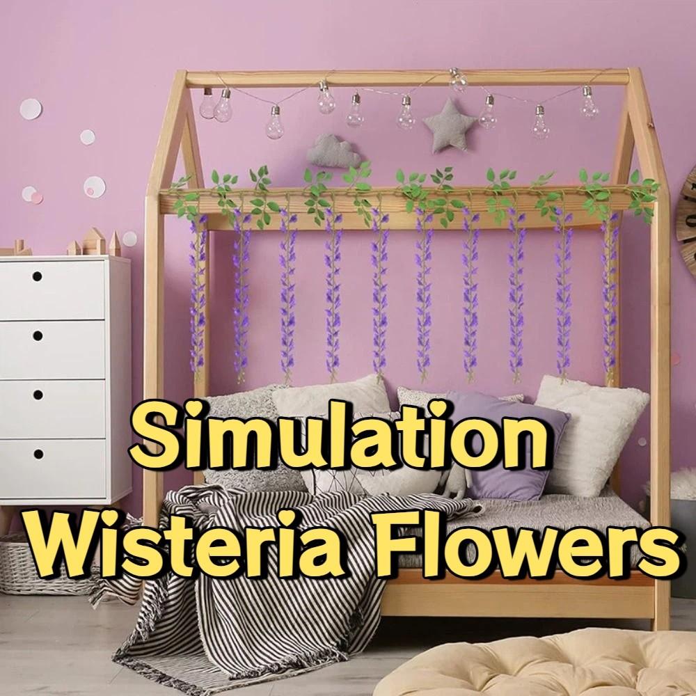 Hanging Artificial Flowers Rattan Large 10 Branches Simulation Wisteria Flowers Handmade Realistic Fake Silk Flower Vine