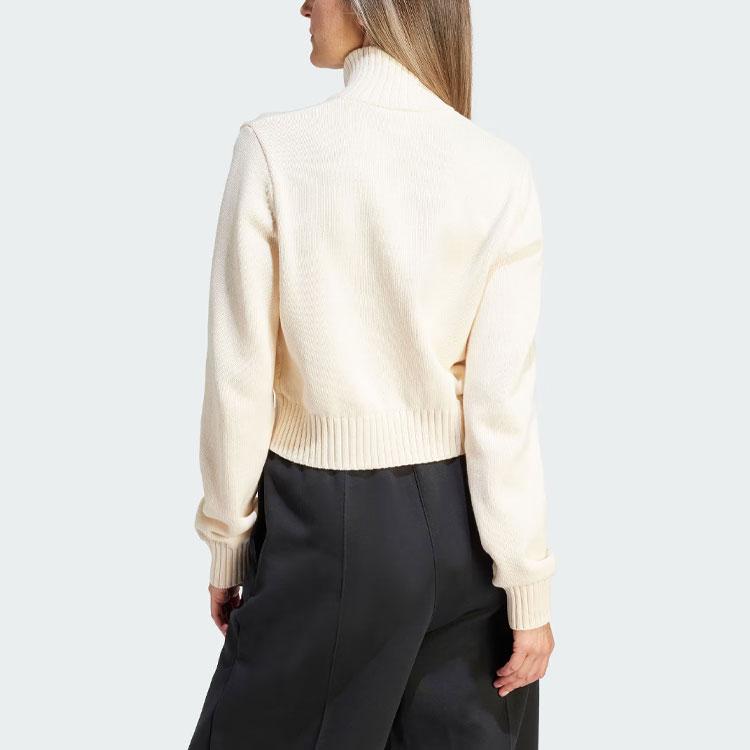 Adidas Originals Premium Essentials Half-Zip Plain Knit Sweater Women Tops Wonder-White II8043
