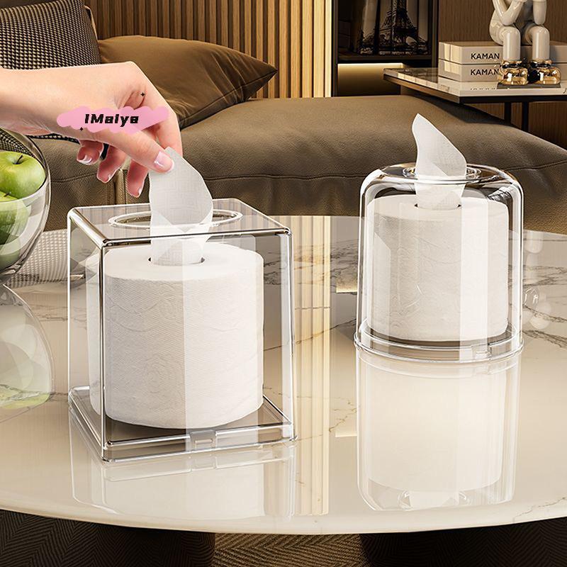 M-Simple Acrylic Square/Round Tissue Box Living Room Desktop Transparent Napkin Box Ins Style Home Creative Bathroom Storage