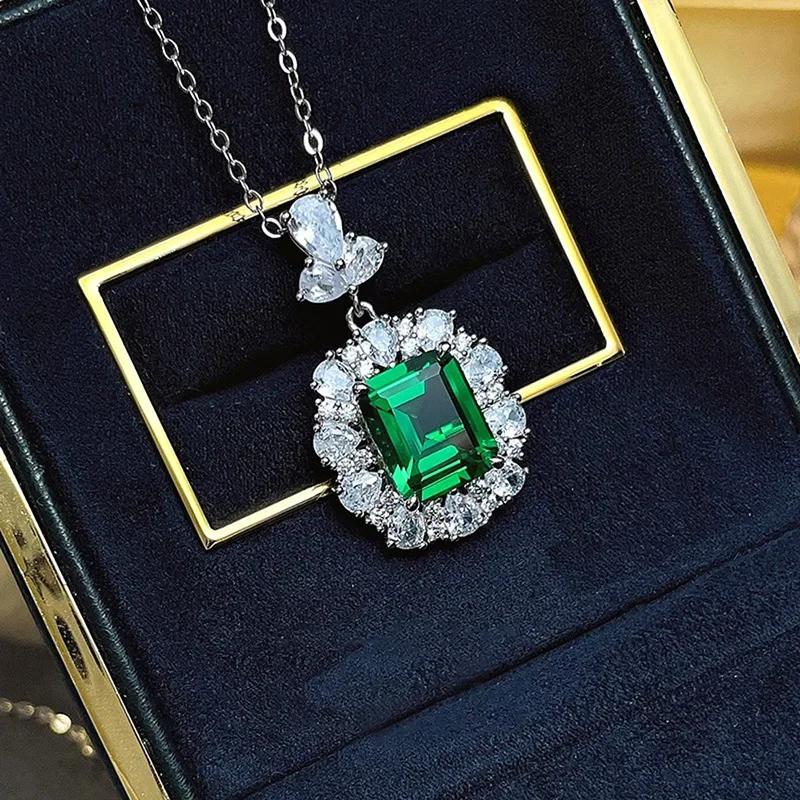 Fashion Girls Pendant Necklace Bright Green Crystal Stone Wedding Anniversary Statement Jewelry For Women  Wholesale