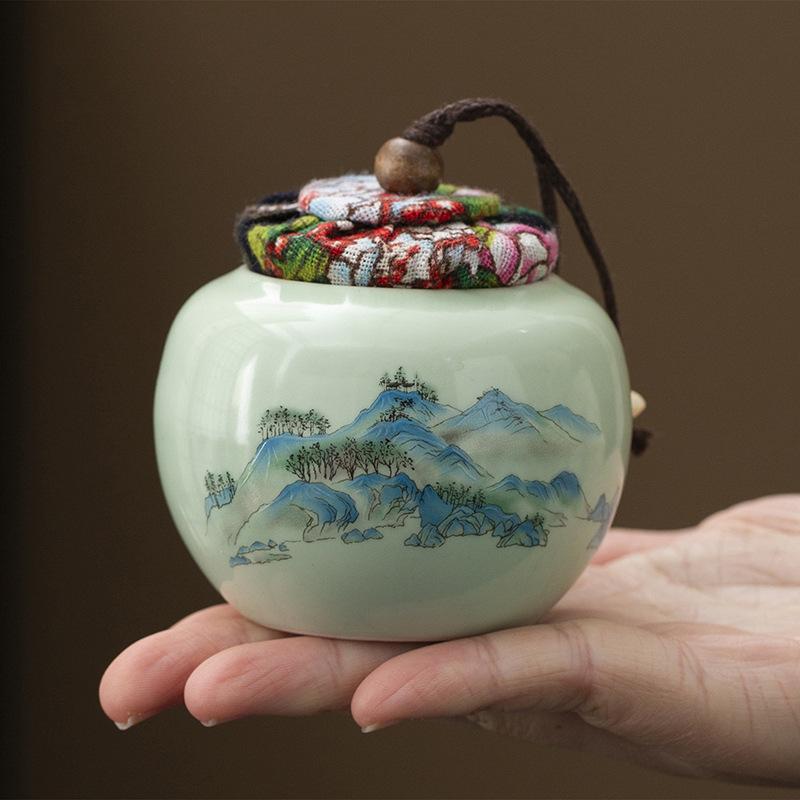 Wind Thousand Miles Jiangshan Travel Tea Set, Portable Storage Celadon Kuaike Cup Guochao Merchandise Souvenir