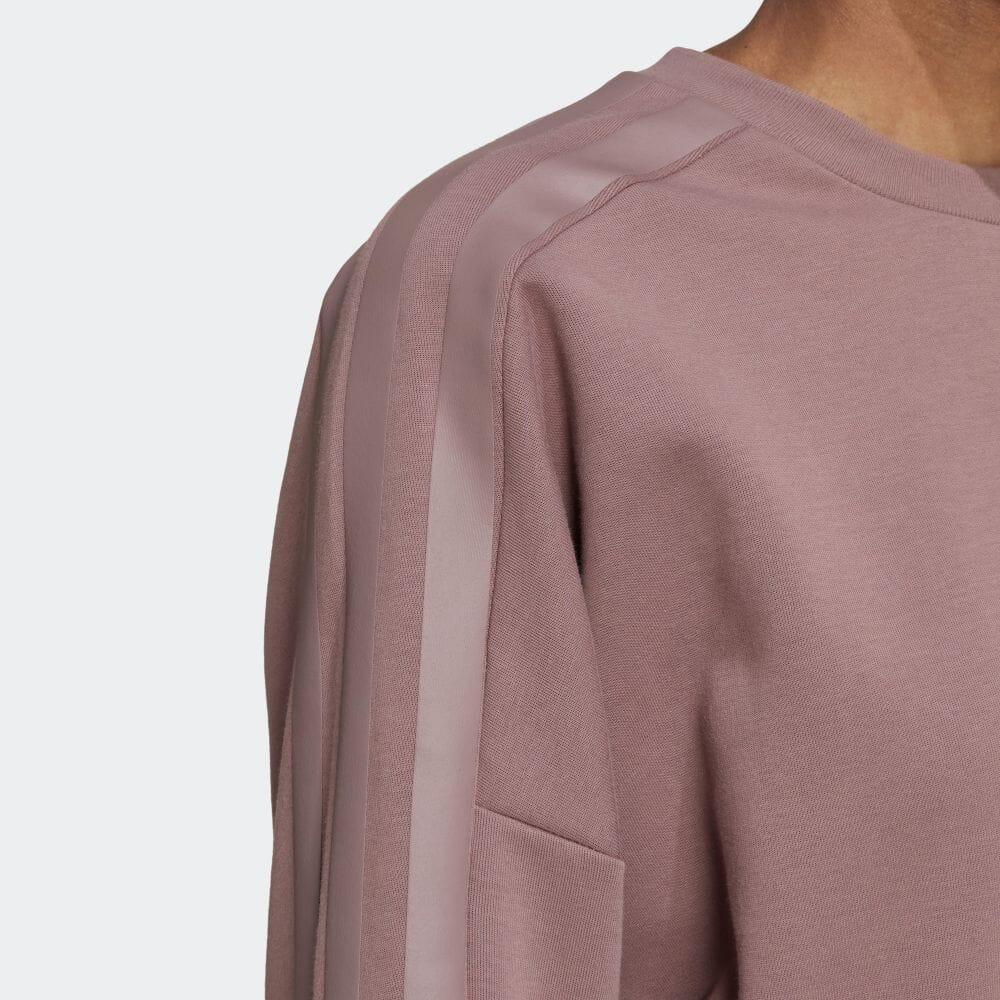 Adidas Originals Trefoil Embroidered Logo Crew Neck Sweatshirt Women Tops Brown HM1737