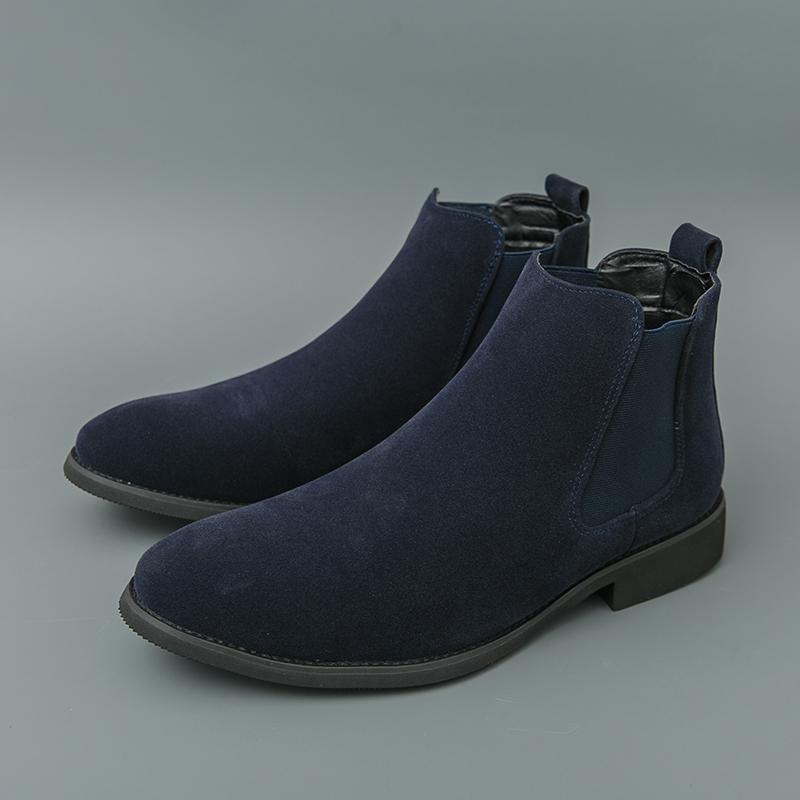 Модные Мужские Остроносые и Простые Повседневные Ботильоны Высококачественные Мужские Осенние Новые Удобные Высокие Кожаные Ботинки 38