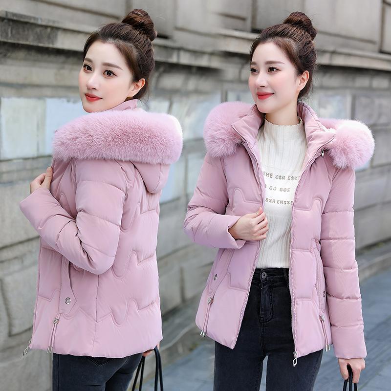 Padded Jacket Women's Slim-fit Women's Padded Jacket Short Fur Collar Padded Jacket Women's Warm and Cold-proof