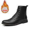 Mens Boots Retro High-top Leather Boots Italian Style Business Casual Dress Boots Men Chelsea Ankle Boot Plush Warm Winter Botas