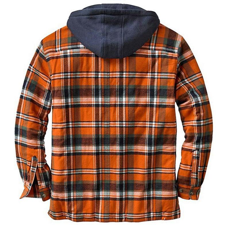 Men's Autumn/Winter Plaid Hooded Cotton Jacket 