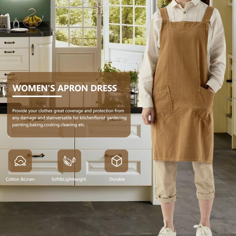 Kitchen Aprons Professional Cross Back Chef Apron With Pockets For Gardening Painting Baking Cooking