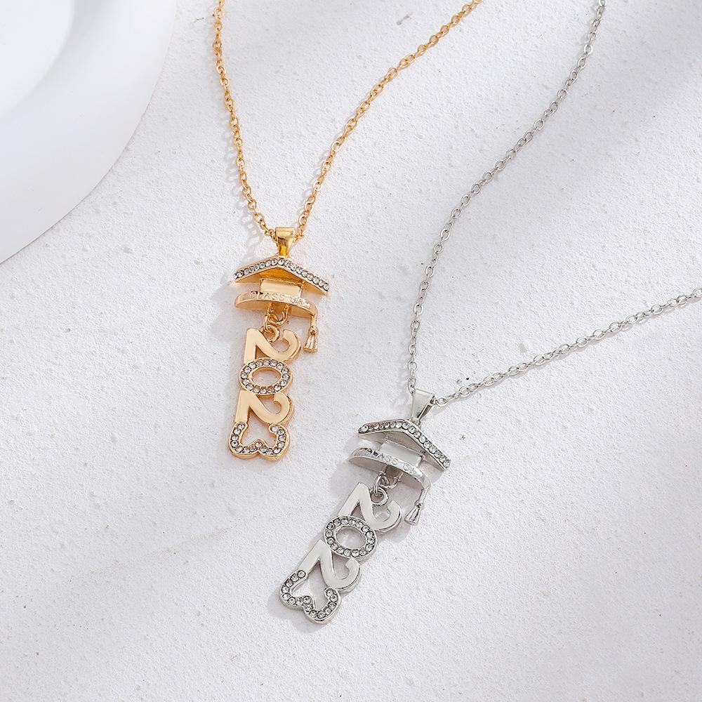 

Новая подвеска в виде шапки PhD, гальваническое золото из сплава, выпускной сезон 2023, микронабор с цирконом, европейское и американское ожерелье