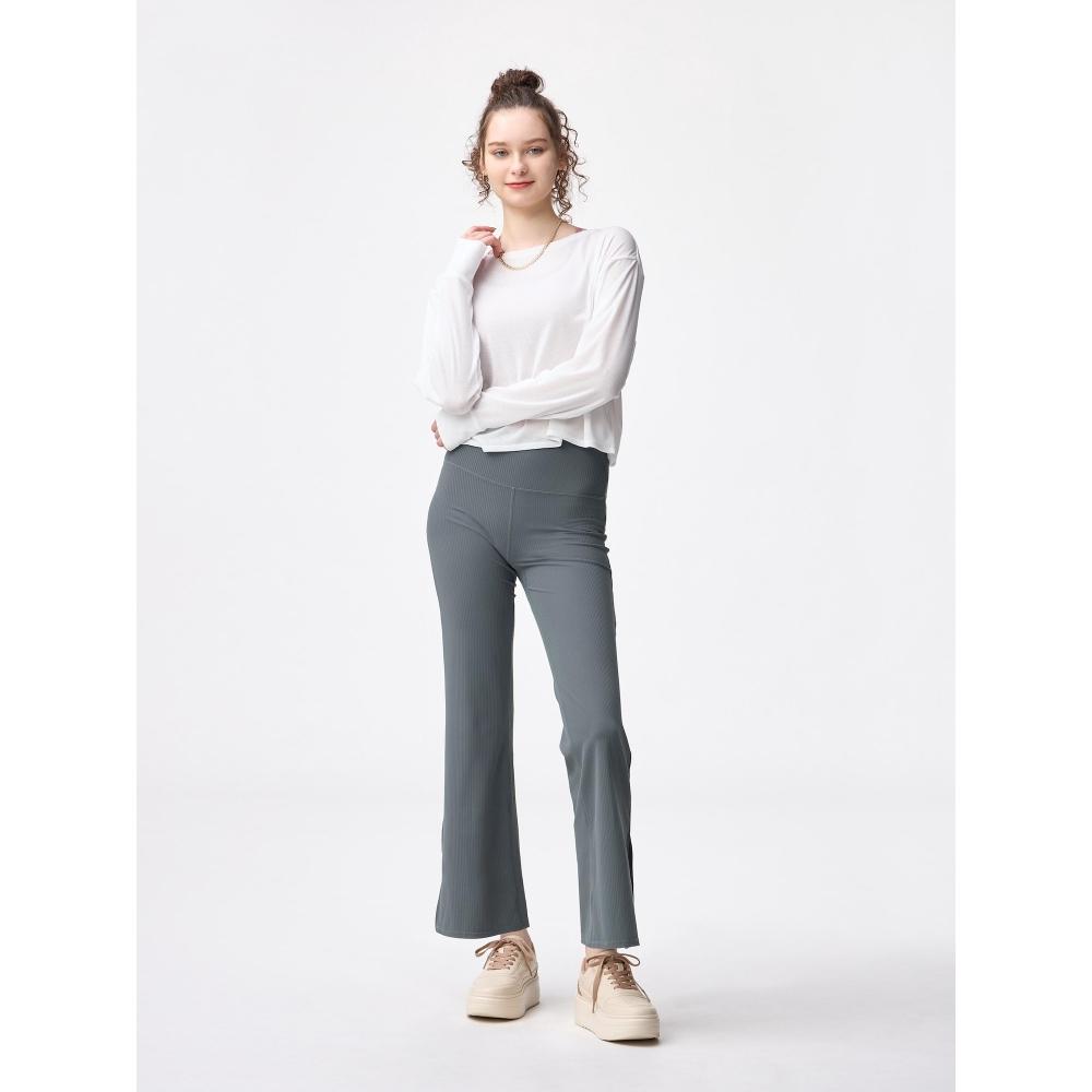 

Gu от Uniqlo Мягкие Комфортные Расклешенные Леггинсы в Рубчик Ga+e 08 DARK GRAY/S