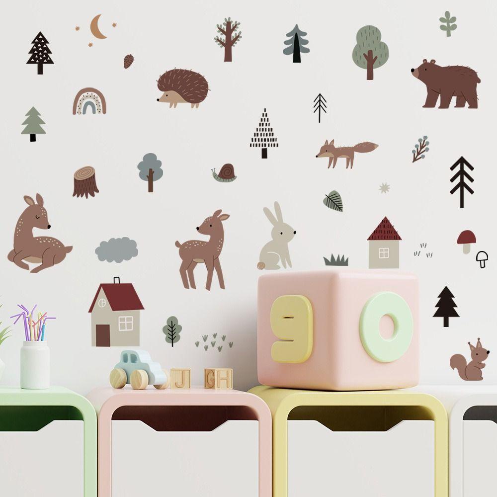 

4pcs/1set Cartoon Door Stickers Forest Animals Wallpaper Art Wall Decals Kids Room