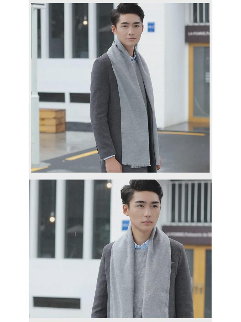 Męski Szalik Zimowy 2024 Szczotkowany Jednokolorowy - Wszechstronny Dodatek Casualowy i Biznesowy