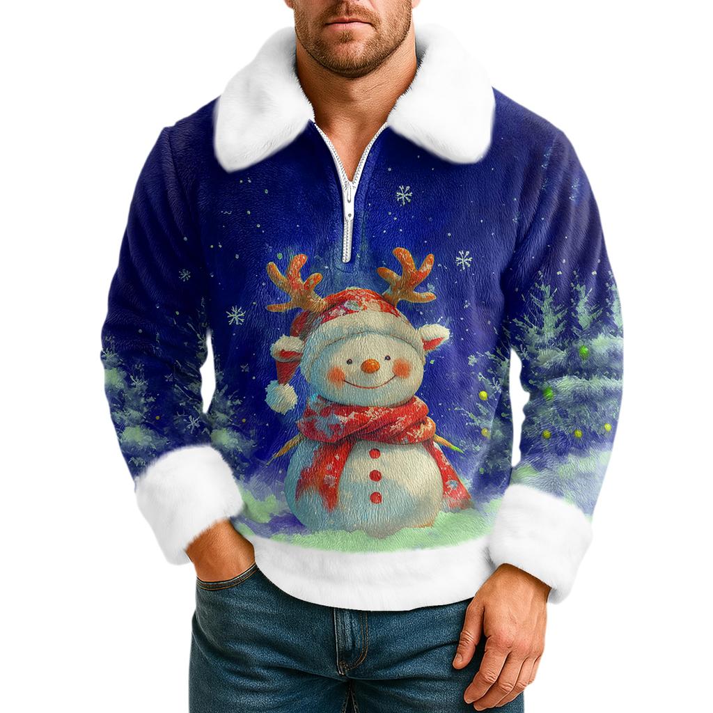 Men's Leisure Half Zipper Flip Collar Hoodie