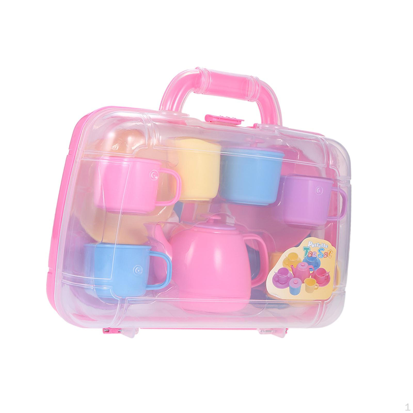 

Montessori Tea Party Game Portable Toys Durable Teapot Cups Kits for Supplies Bedroom Playground розовый