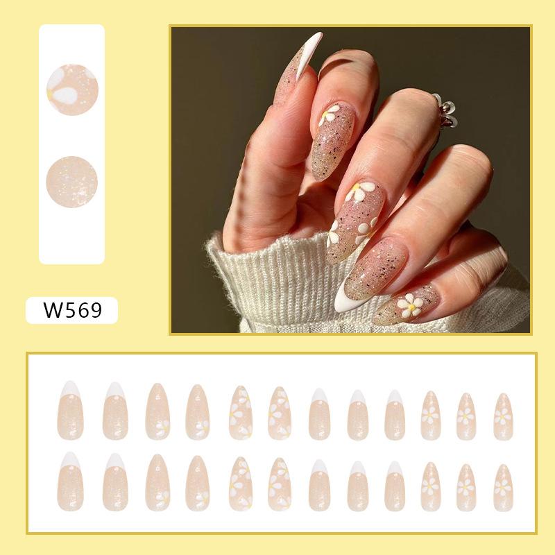 Summer Colorful Fresh And Cute Flowers European And American Fake Nails Solid Color Matte Nail Art Pieces Fashion Wear Nail