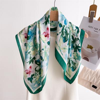 Φρέσκο και Κομψό Μεταξωτό Μαντήλι με Σχέδια Τετράγωνο Μαντήλι Υψηλής Ποιότητας Σάλι Επαγγελματικό Ευέλικτο Λαιμού Μικρό Τετράγωνο Μαντήλι Μαντήλι Κεφαλής