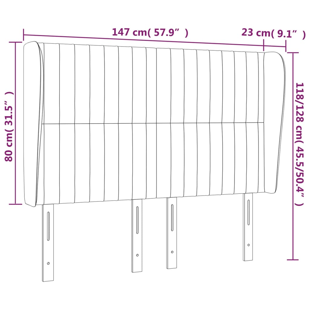Headboard with Ears Pink 147 X 23 X 118 128 Cm Velvet