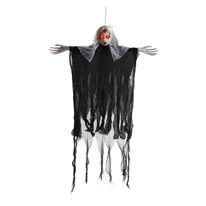 

Halloween Decorations Outdoor Hanging Skull with Hand Skeleton Scary LED Phantom Hanging Decors House Yard Decors 1