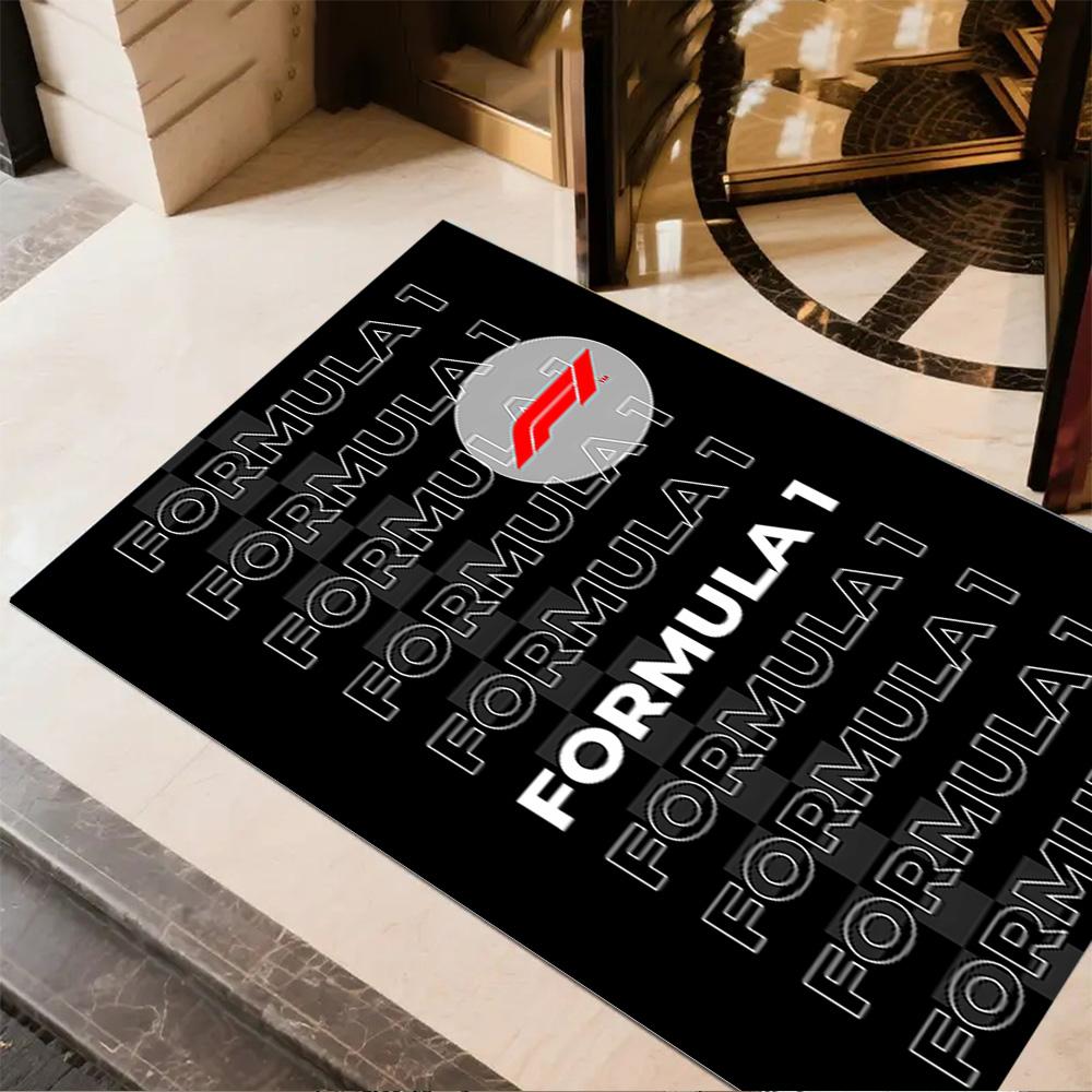 Bold White Logo Design Floor Mat Perfect for Foyer Living Rooms Outdoor Bedrooms Antislip Carpet Office Home Decor Spiritual Gift
