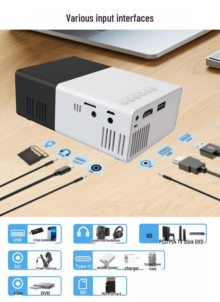 Compact LED HD Mini Projector for Home Theater