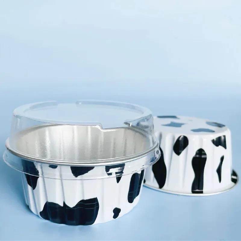 50Pcs Foil Ramekins Cupcake Baking Cups Holders Cases With Lid,Aluminum Foil Cupcake Liners,Muffin Liners Cups With Lid
