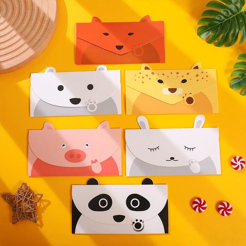 Sada 12 ks, Roztomilé kreslené dárkové karty, Skládací obálka Pozdravné karty, Pozvánka na narozeninovou oslavu, Všestranné pozdravné karty