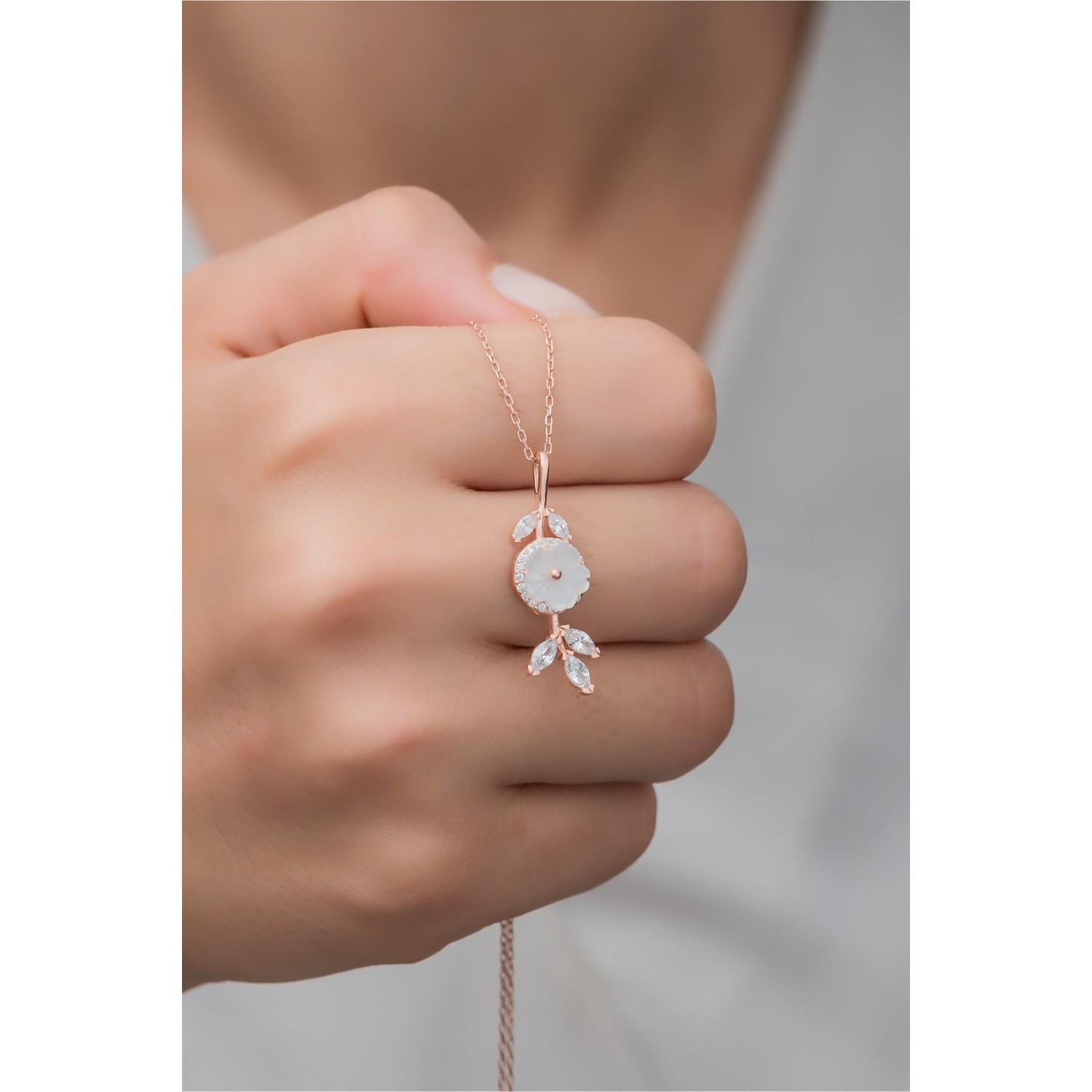 

Ожерелье с цветком магнолии из стерлингового серебра 925 пробы с камнем-челноком