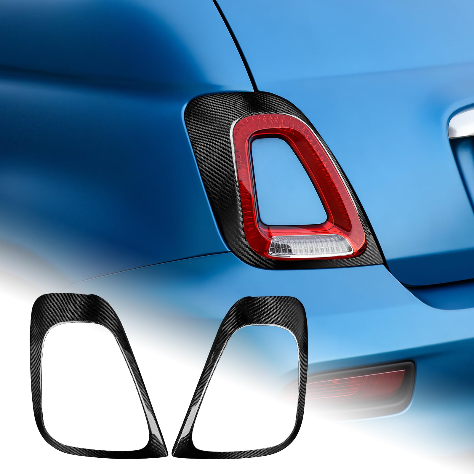 

AIRSPEED Carbon Fiber Exterior Custom Taillight Frame Stickers for Abarth 595 695 Fiat 500 and this customizable sticker adds a touch of style to your