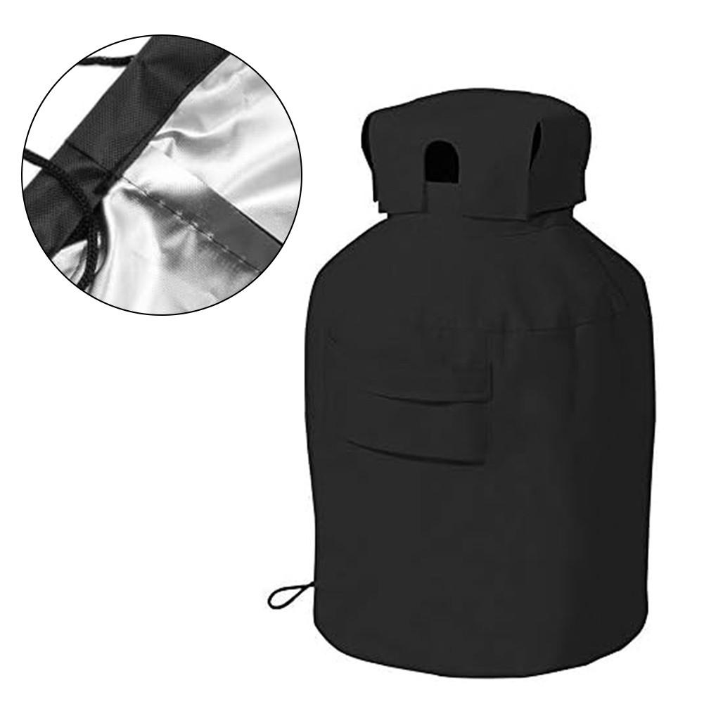 

Heavy Duty Propane Tank Cover Featuring a Snug Drawstring Closure System