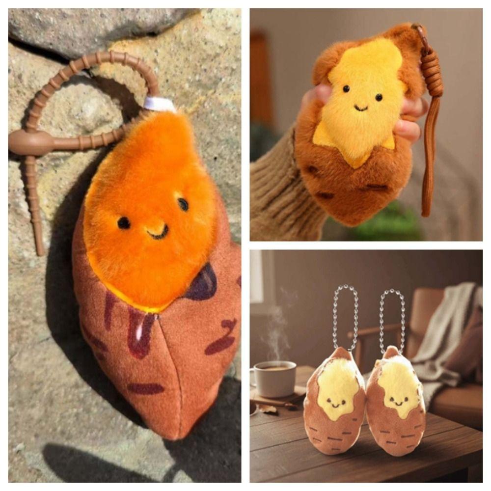 Soft Roasted Sweet Potato Pendant PP Cotton Plush Doll Key Ring Creative Sweet Potato Keychain Men