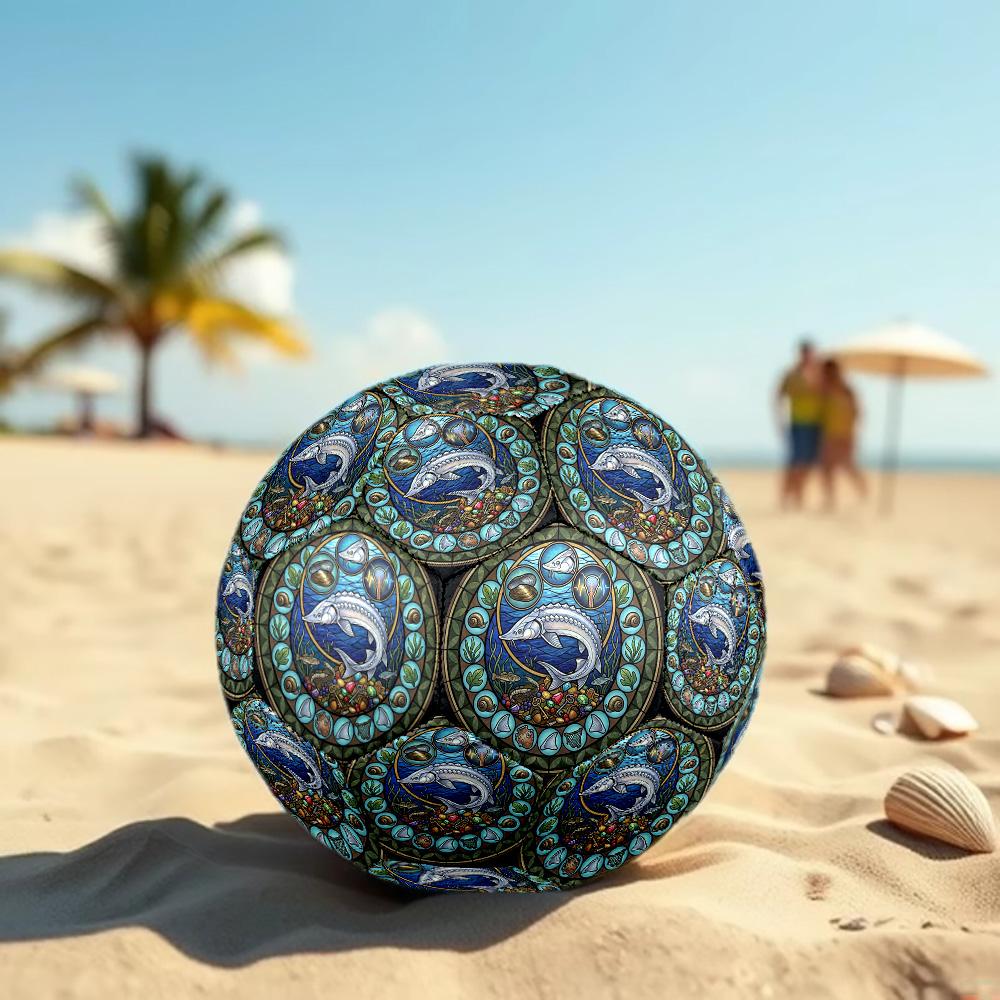 Ocean Life Symbols Round Football Size 5 Adult Ball Suitable for Training Matches and Outdoor Team.