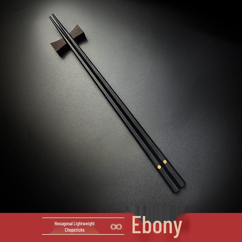 

Elegant Rosewood Chopsticks Set: 2 Hexagonal Pairs with Rests, Original Wood, No Paint/Wax – Ideal for Home or Gift.