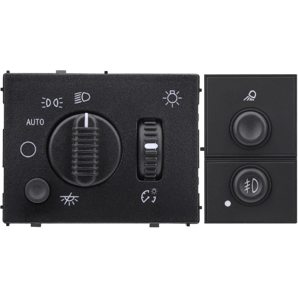 Obaee Headlight Dimmer Headlamp Control Switch & Fog Lamp Switch Compatible With Chevy Chevrolet Silverado Suburban Tahoe Avalanche GMC Sierra Yukon