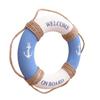 1Pcs 30Cm Lifebuoy Wall Hanging Decoration Blue Iron Anchor Mediterranean Style Door Sign for Cafe Restaurant Club Home Decor