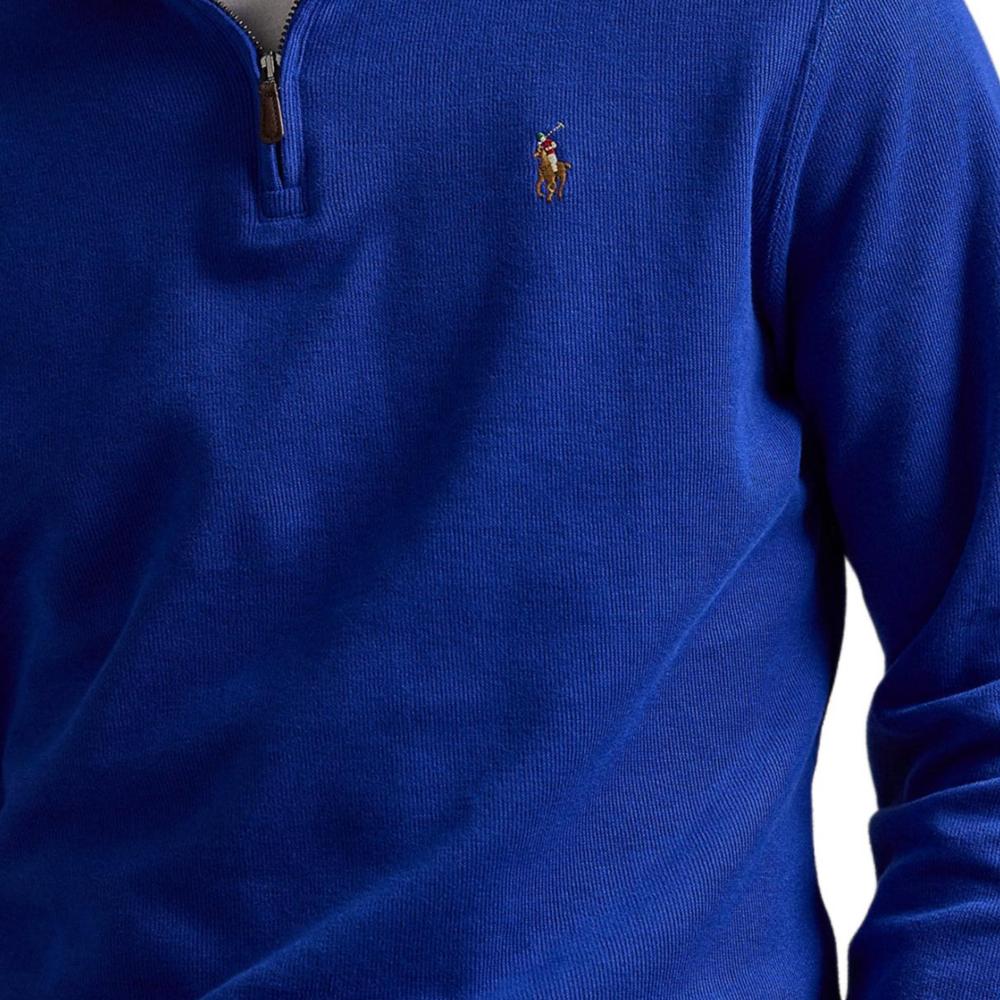 Polo Ralph Lauren Solid Color Small Pony Logo Half Zip Long Sleeve Polo Shirt Men tops Blue 710671929-067