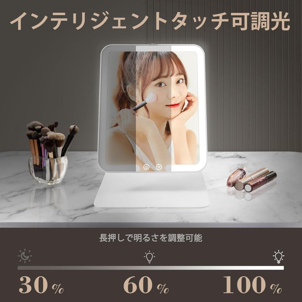 JEMISUN Folding with Perfect for Actresses and Folding 3 Stepless Adjustable USB Easy LED and Japanese Instruction Manual Included Mirror, Tabletop,