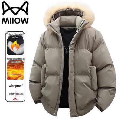 MaoRen Herren Gepolsterte Winterjacke mit Kapuze