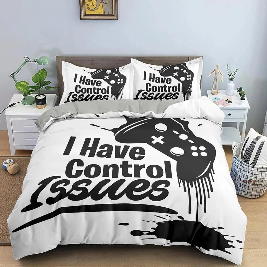 2/3Pcs Game Bedding Set Gamepad Duvet Cover Teens Video Game Quilt Cover Set ,King, Double Bed, For Bedroom