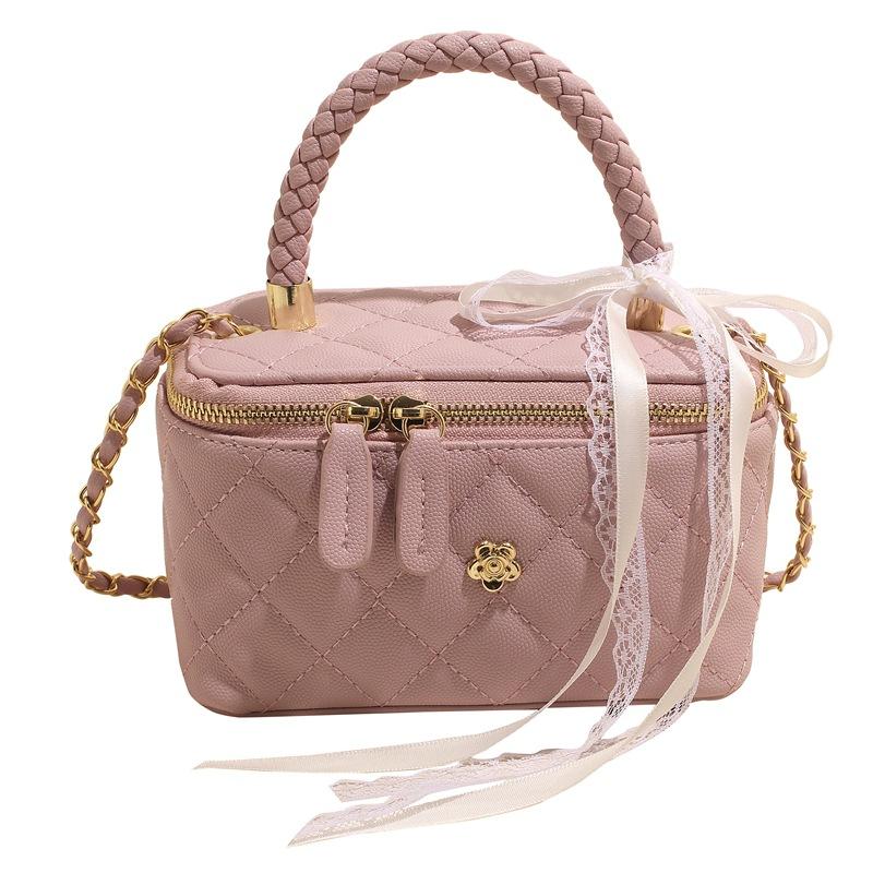 

Popular small bag women s new summer portable diamond chain bag versatile box shoulder messenger bag розовый