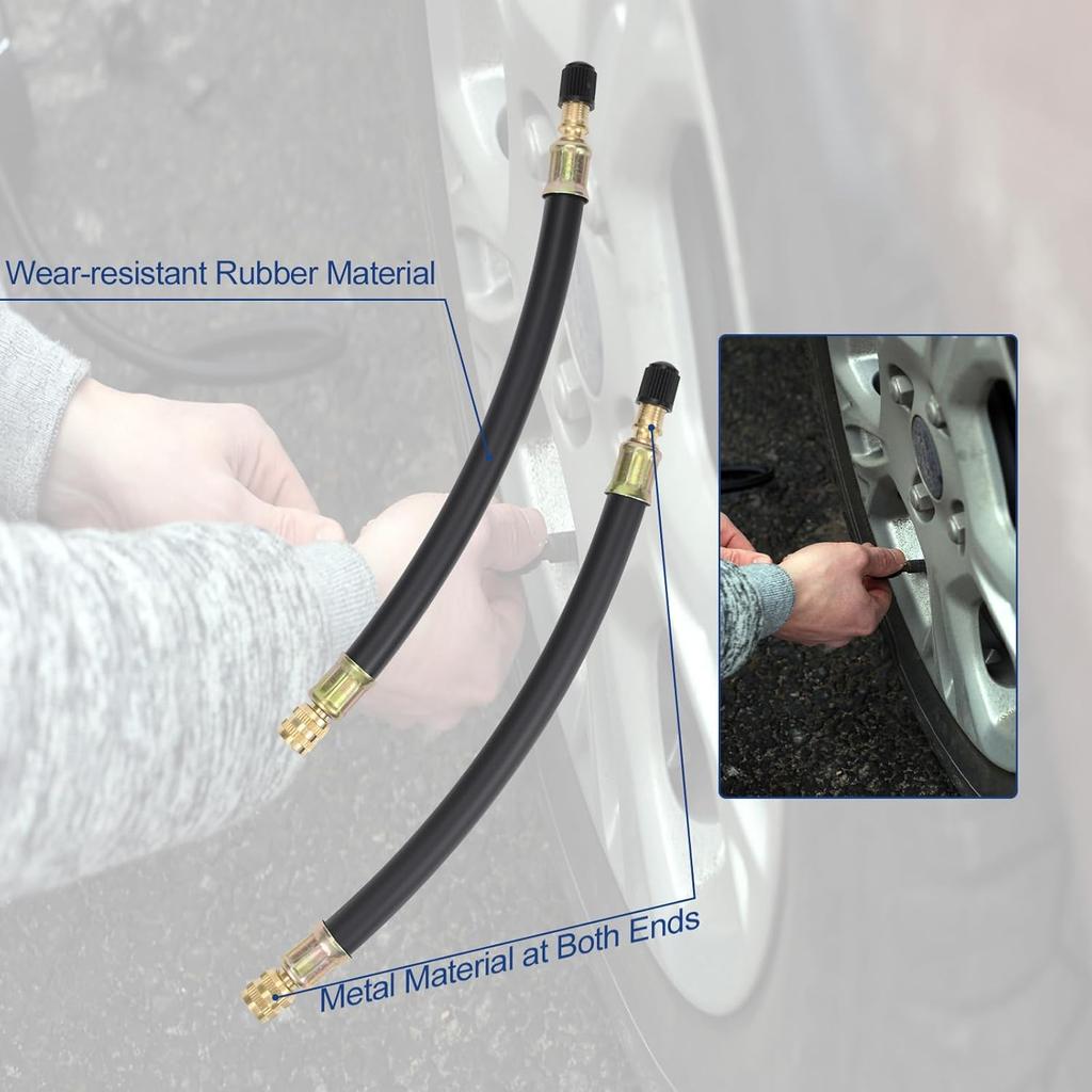 2Pcs Tire Rubber Valve Extension Tube Extender, Valve Stem Extender Tire Inflation Extension Hose Tire Valve Extension Tool For Car Tire Motorcycle