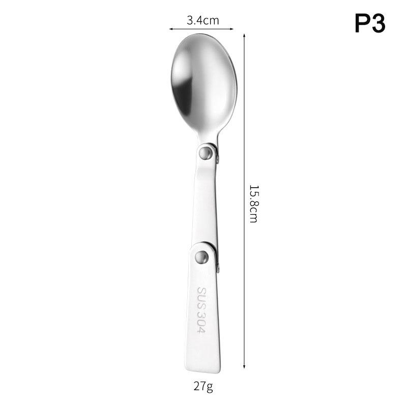 304 Stainless Steel Solding Spoon Outdoor Portable Fold Spoon Fork Knife Travel Folding Spoon Camping Hiking Picnic Tableware