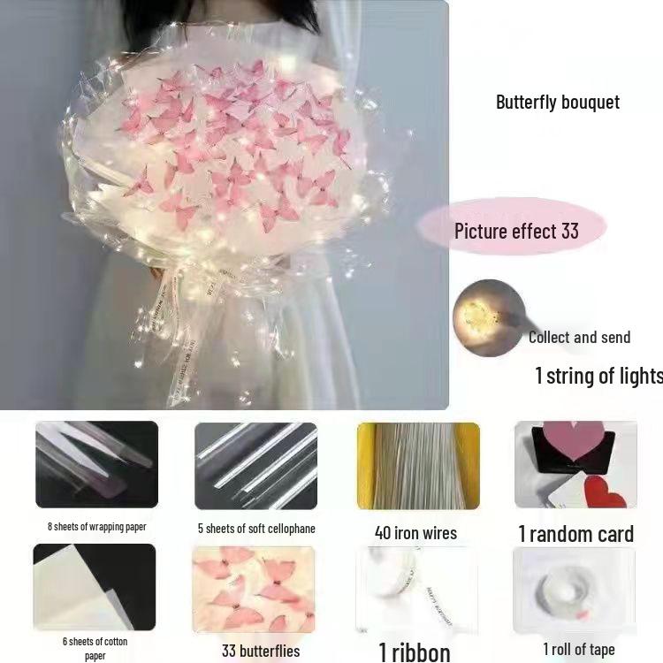 Cross-border Valentine's Day Butterfly Bouquet DIY Kit - Handmade Gift for Girls & Besties.