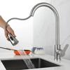 Kitchen Faucets Brushed Nickel Pull Out Kitchen Sink Water Tap Deck Mounted Mixer Stream Sprayer Head Hot Cold Taps Sliver