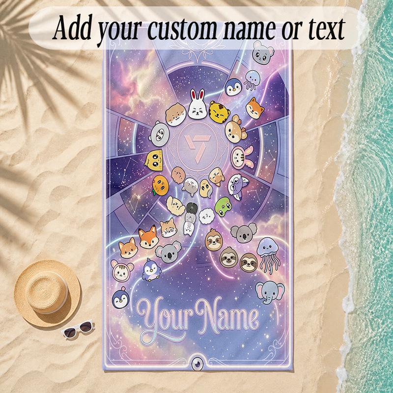 Beach TowelSEVENTEEN Custom Name Text Personalized Soft Towel for Beach Pool Indoor Home Decor Gift