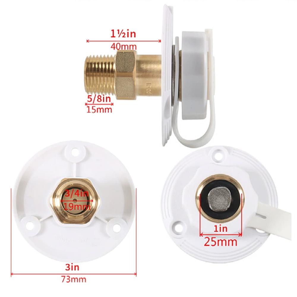 RV City Water Inlet with Brass Check Valve For Camper (White)