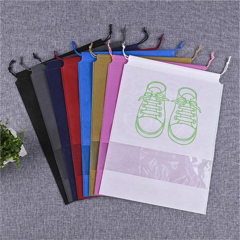 10Pcs/Set Shoe Dust Covers Non-Woven Dustproof Drawstring Clear Storage Bag Travel Pouch Bags Drying Shoes Protect Shoes