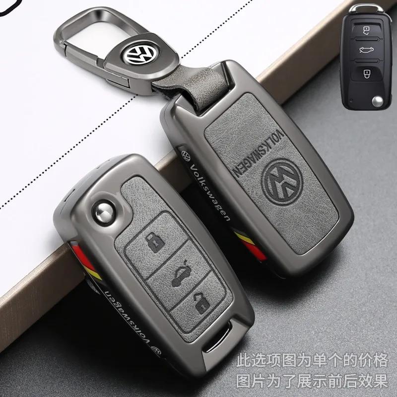 2025 Hot Leather Alloy Car Remote Key Case Cover for Volkswagen Polo Golf Passat Tiguan Beetle Caddy T5 Up Skoda Octavia Seat Le