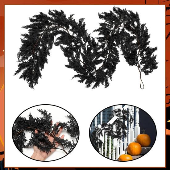 Decorative Vines for Mantelpiece Halloween Lighted Creepy Vine Garland with LED Lights, Black Faux Twig Mantle Artificial Branches Home Decor