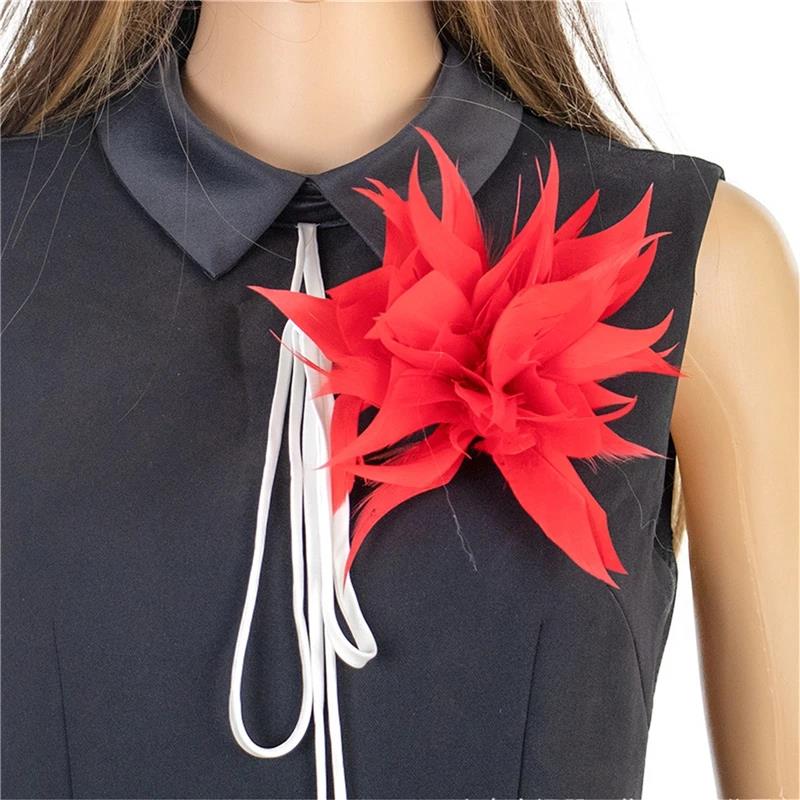 Fashion Cloth Feather Brooch Fabric Flower Corsage Exquisite Lapel Pin for Women Accessories Wedding Party Jewelry